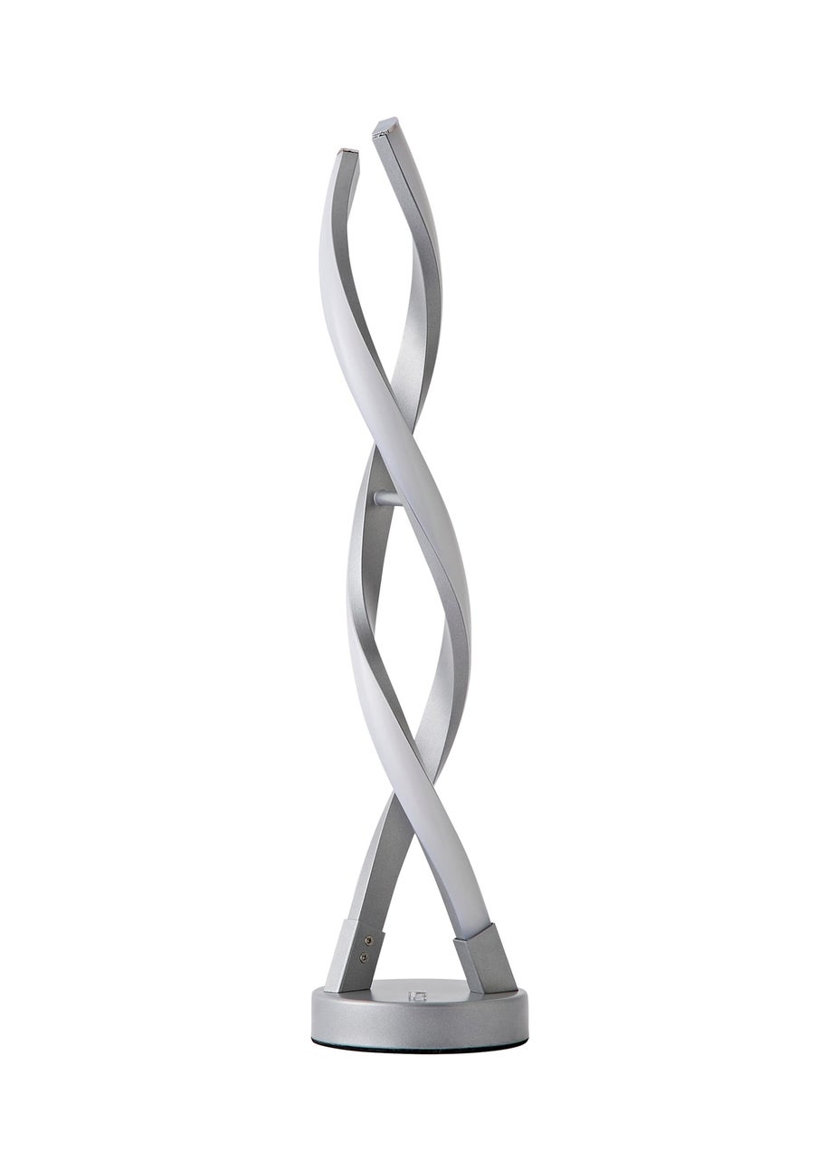 ValueLights Silver Infinity Double Twist Integrated LED Table Lamp