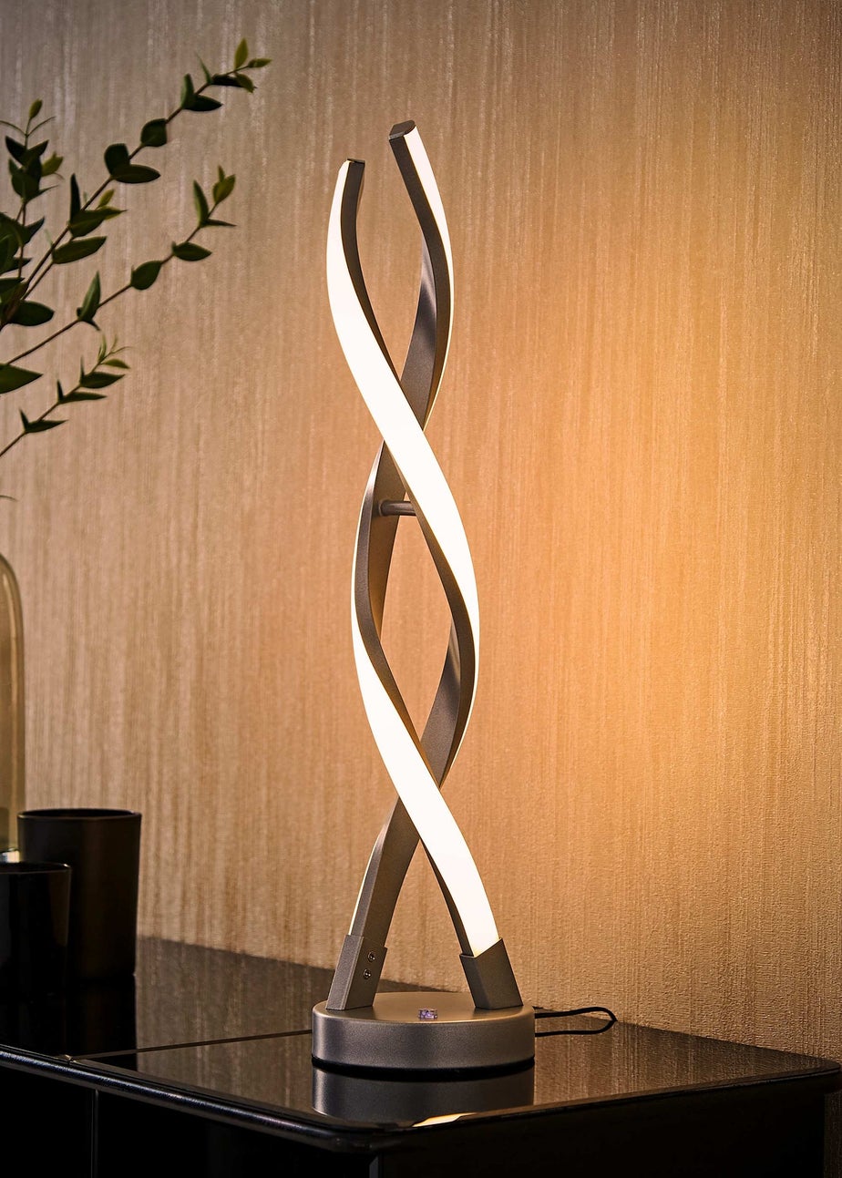 ValueLights Silver Infinity Double Twist Integrated LED Table Lamp