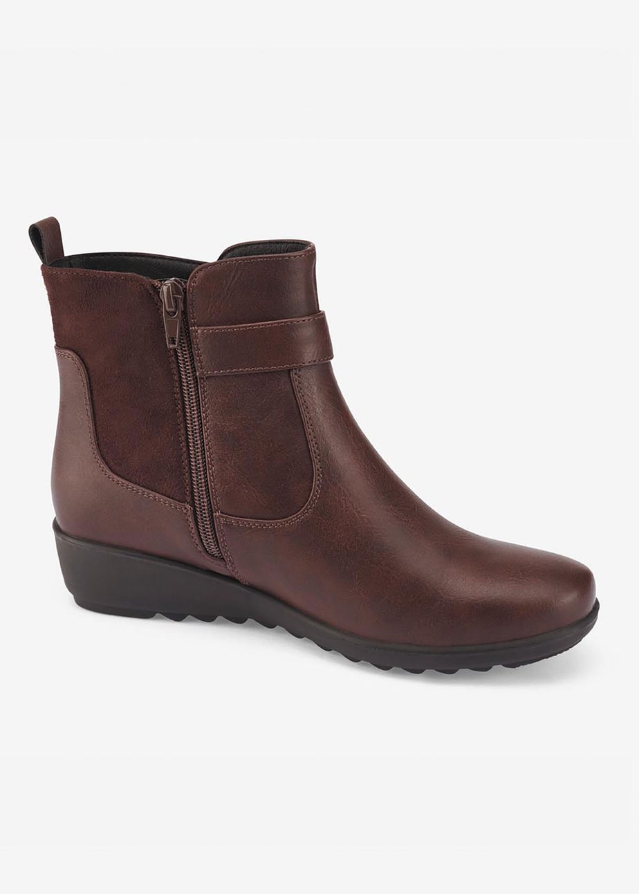 Cotton Traders Chocolate Flexisole Buckle Detail Ankle Boots