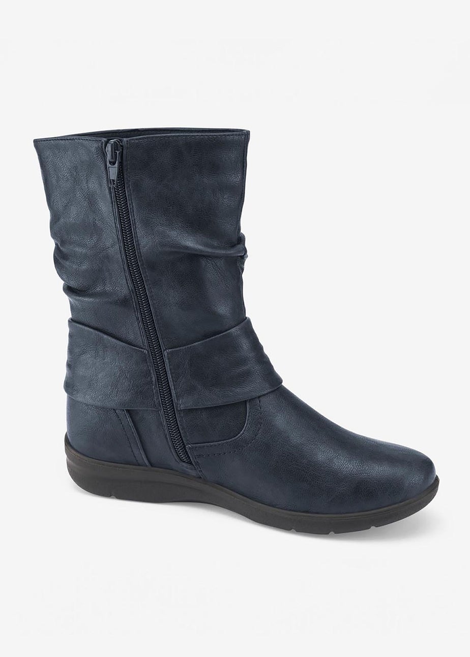 Cotton Traders Blue Stone Flexisole Mid-Calf Boots