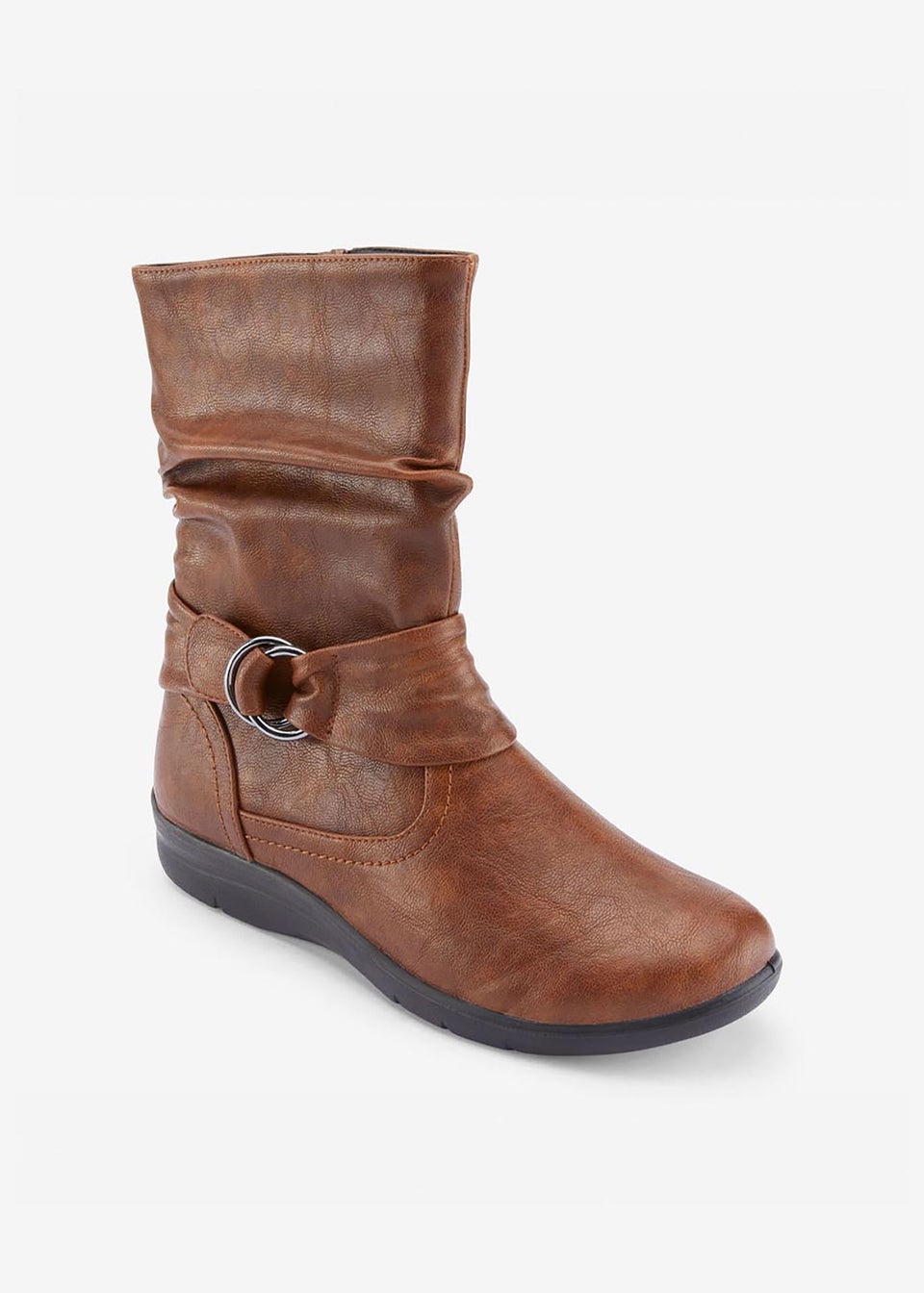 Cotton Traders Tan Flexisole Mid-Calf Boots