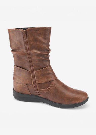 Cotton Traders Tan Flexisole Mid-Calf Boots