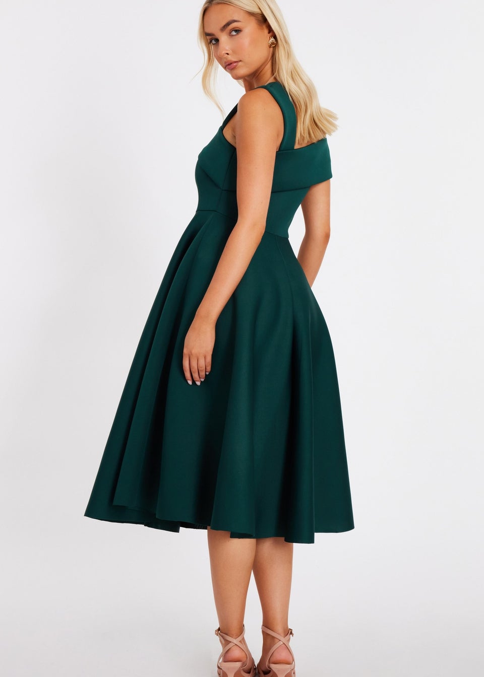 Quiz Green Asymmetric Midi Dress