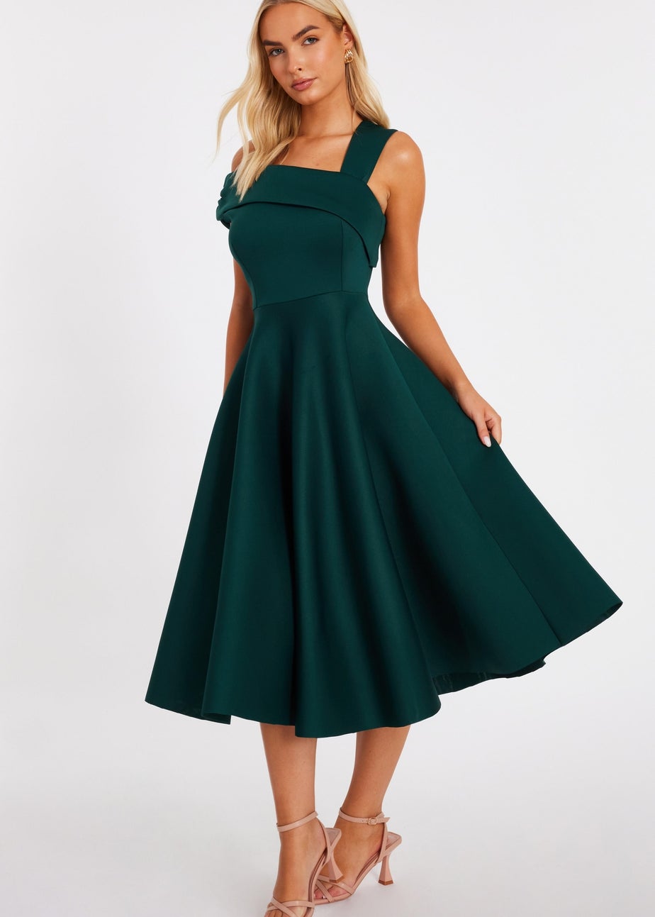 Quiz Green Asymmetric Midi Dress