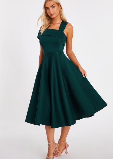 Quiz Green Asymmetric Midi Dress