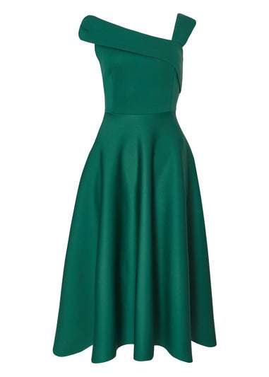 Quiz Green Asymmetric Midi Dress
