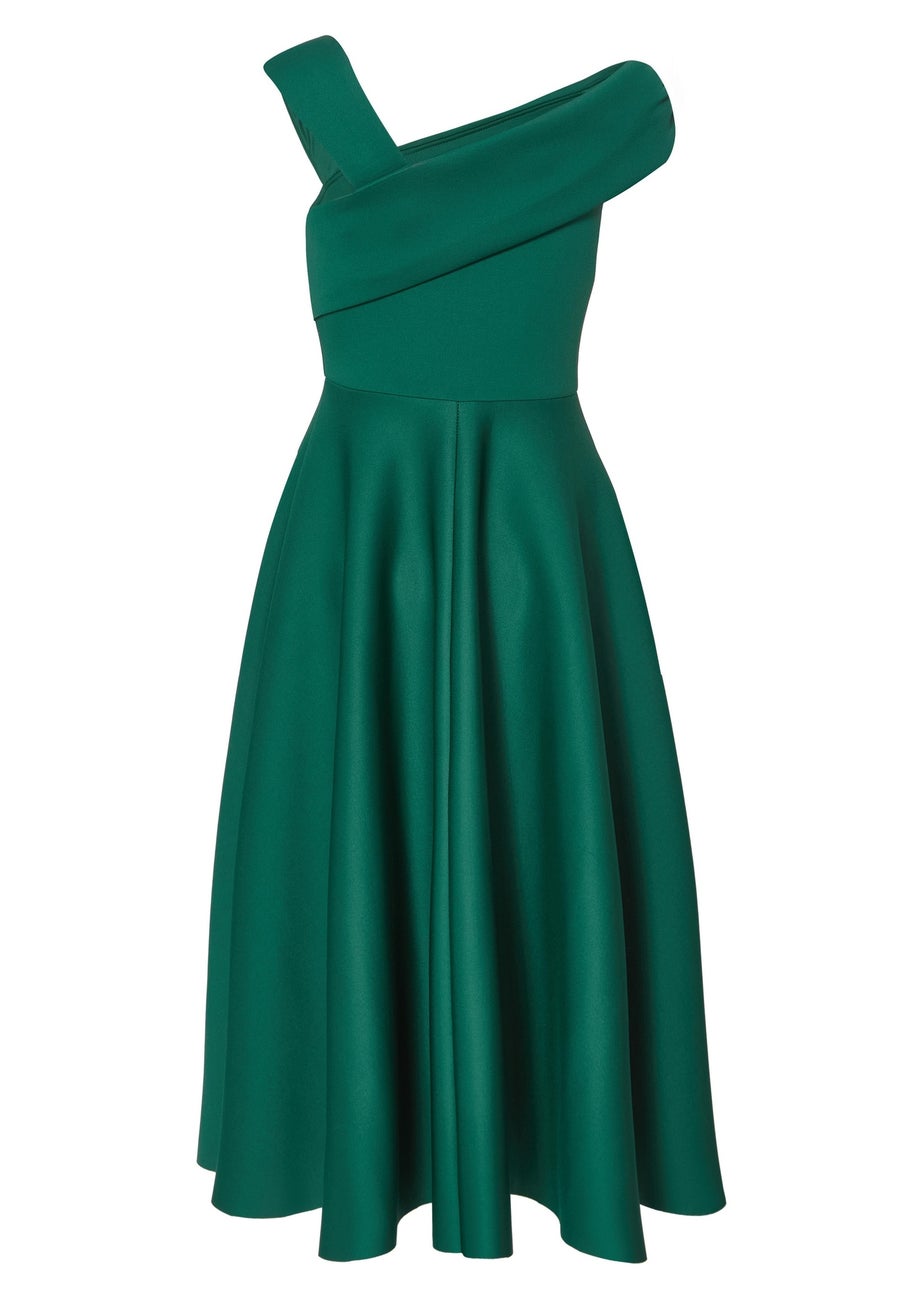 Quiz Green Asymmetric Midi Dress