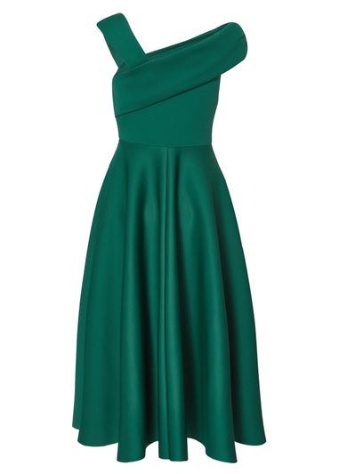 Quiz Green Asymmetric Midi Dress