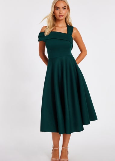 Quiz Green Asymmetric Midi Dress