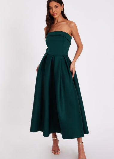 Quiz Green Bandeau Skater Dress