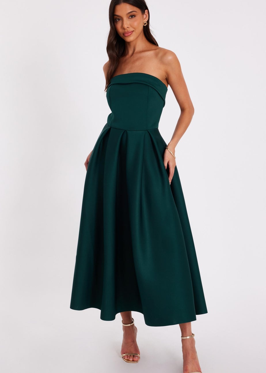 Quiz Green Bandeau Skater Dress