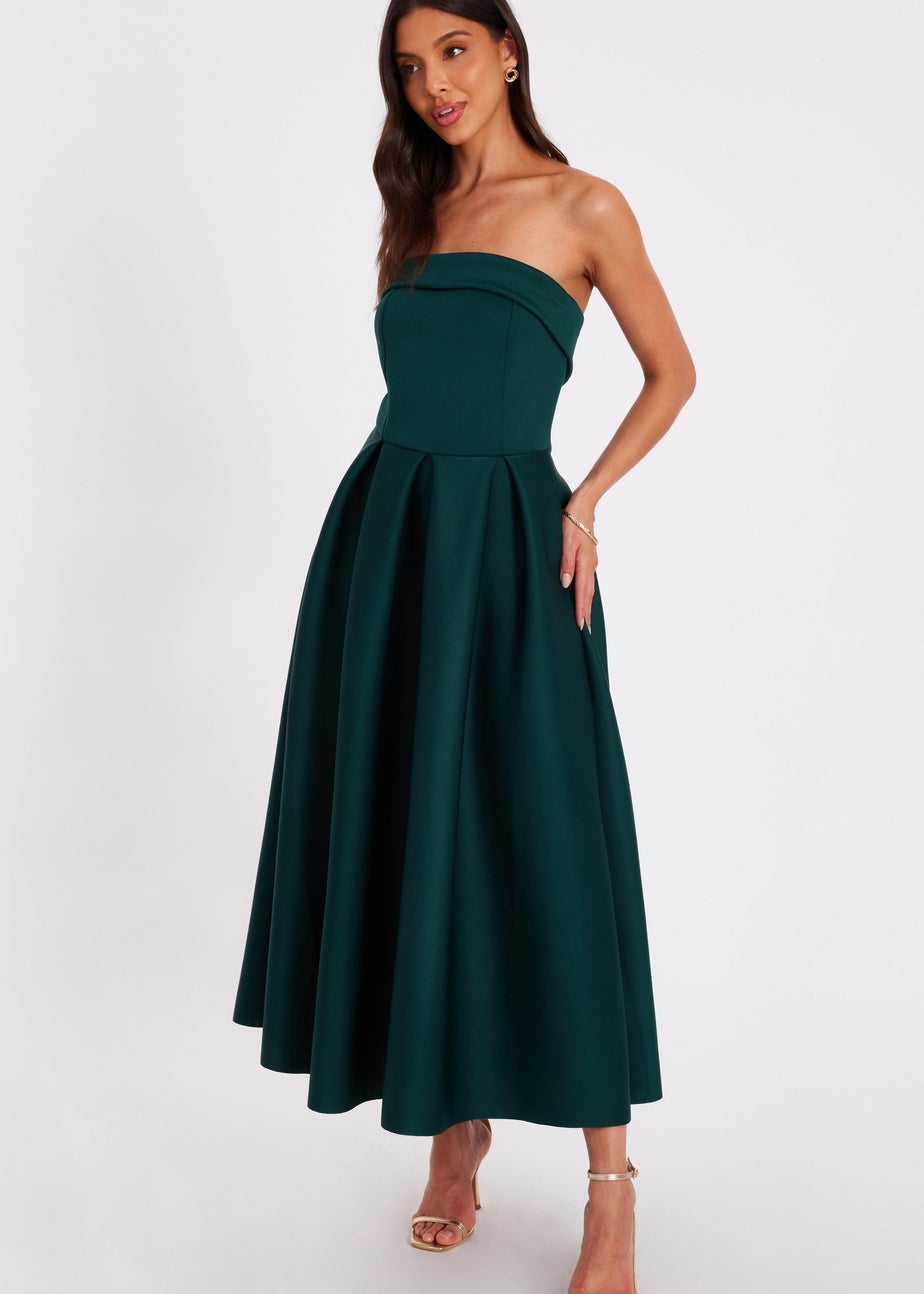 Quiz Green Bandeau Skater Dress