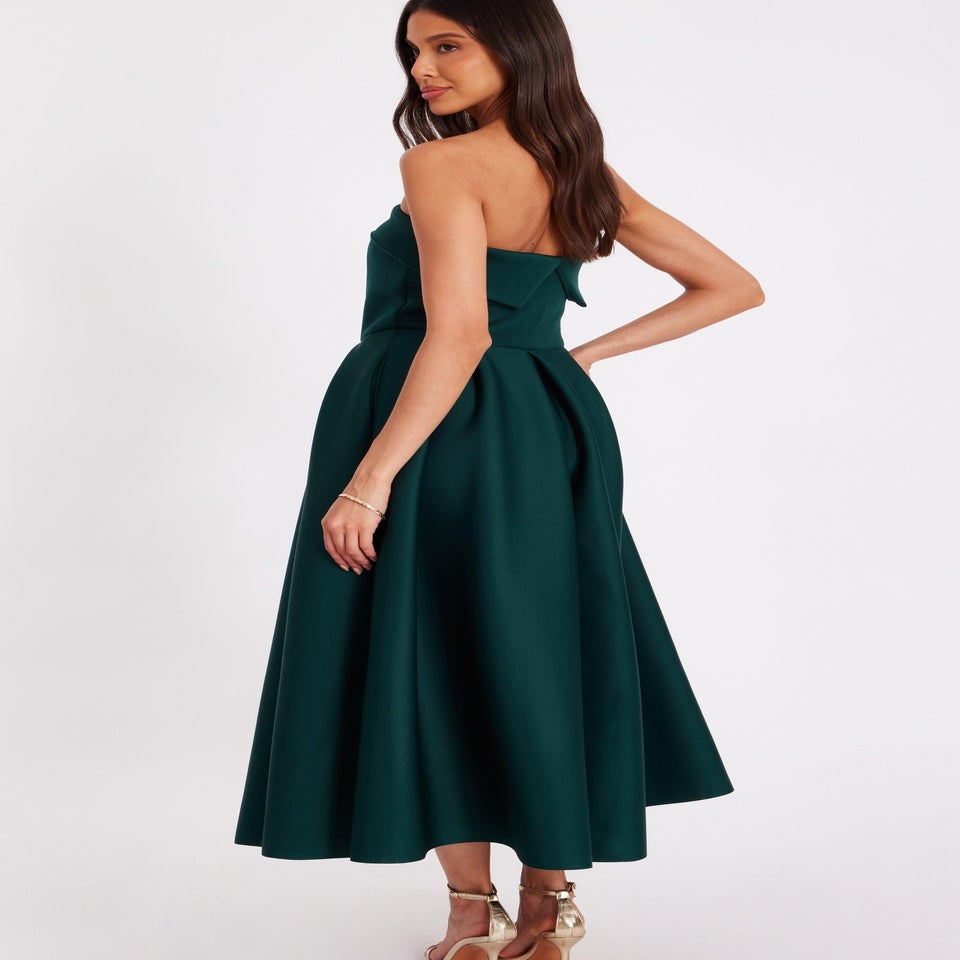 Quiz Green Bandeau Skater Dress