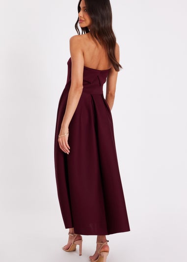 Quiz Burgundy Bandeau Skater Dress