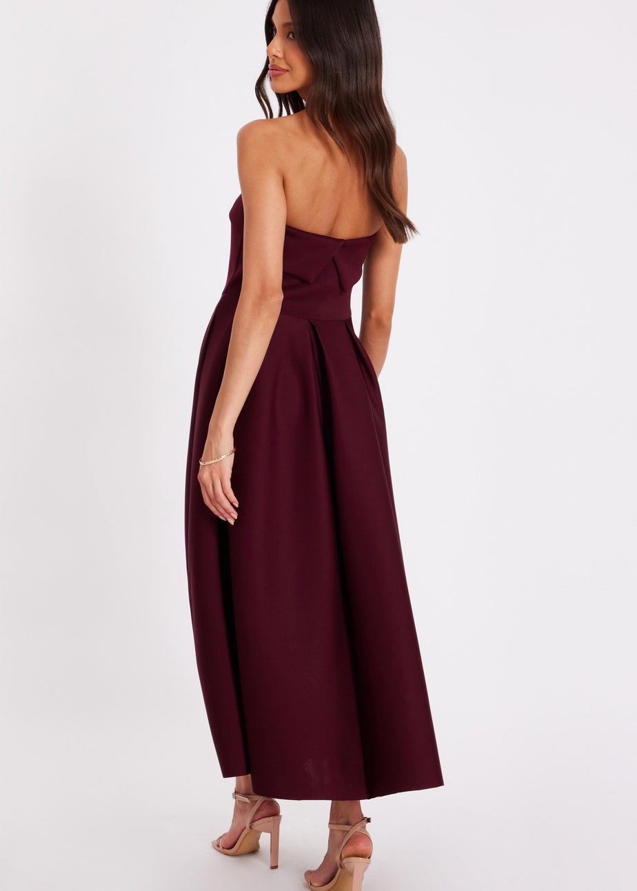 Quiz Burgundy Bandeau Skater Dress