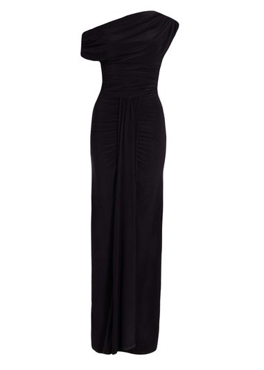 Quiz Black Drape Front Maxi Dress