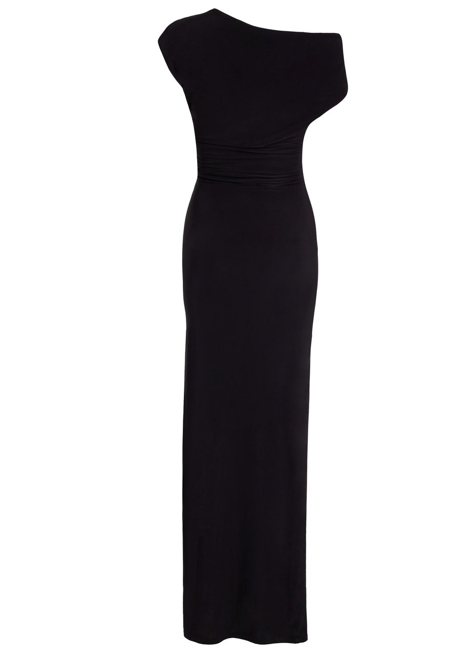 Quiz Black Drape Front Maxi Dress