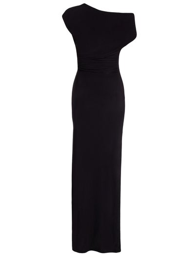 Quiz Black Drape Front Maxi Dress