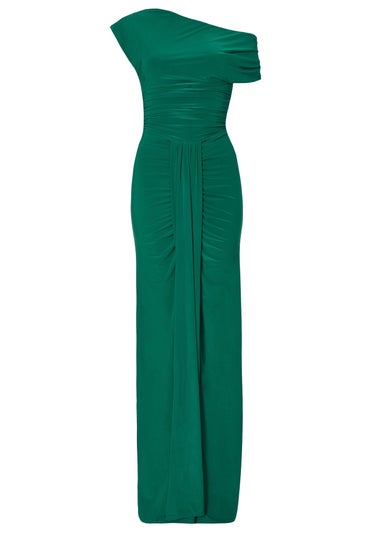 Quiz Green Drape Front Maxi Dress
