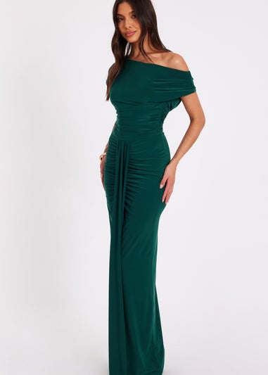 Quiz Green Drape Front Maxi Dress