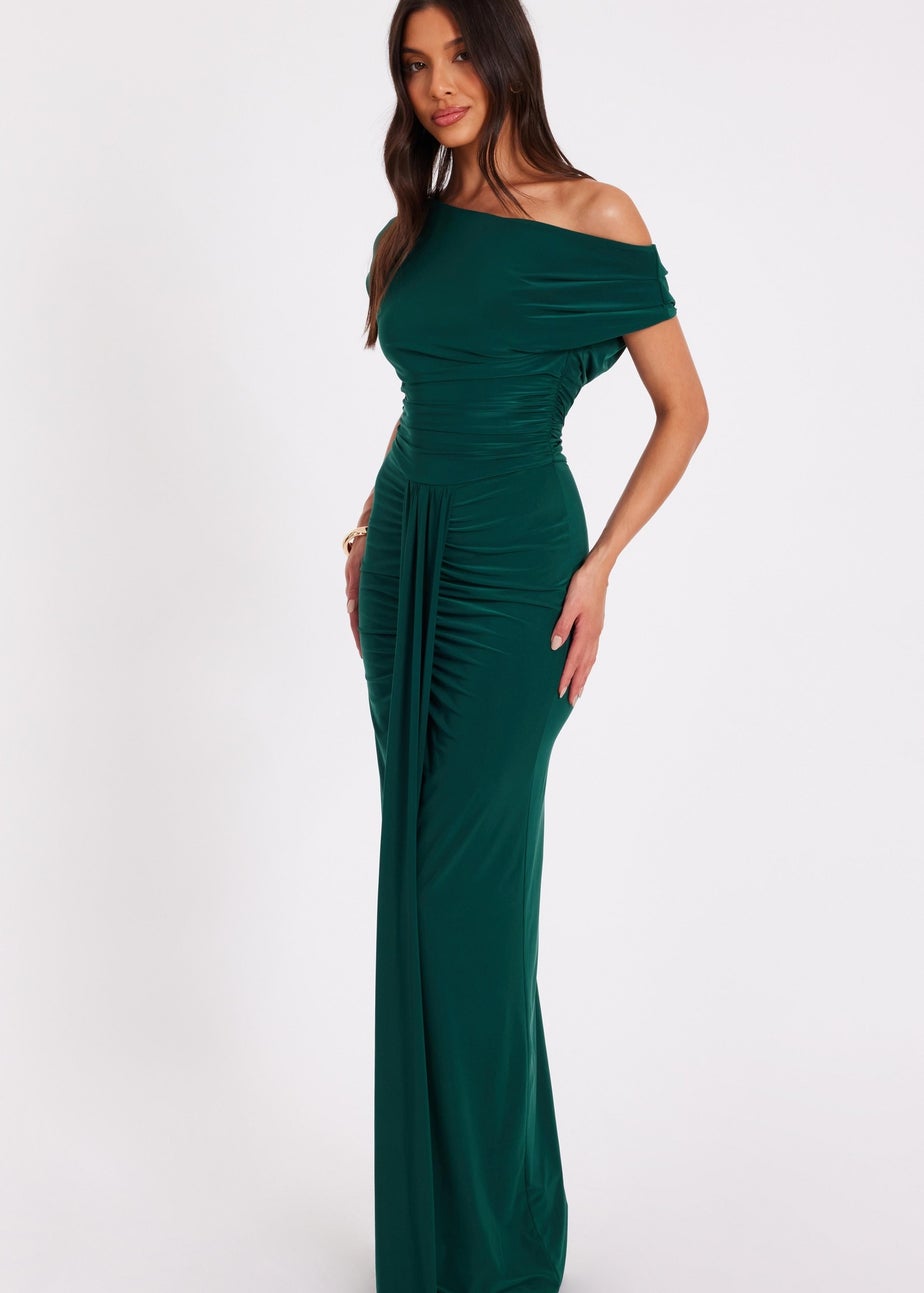 Quiz Green Drape Front Maxi Dress
