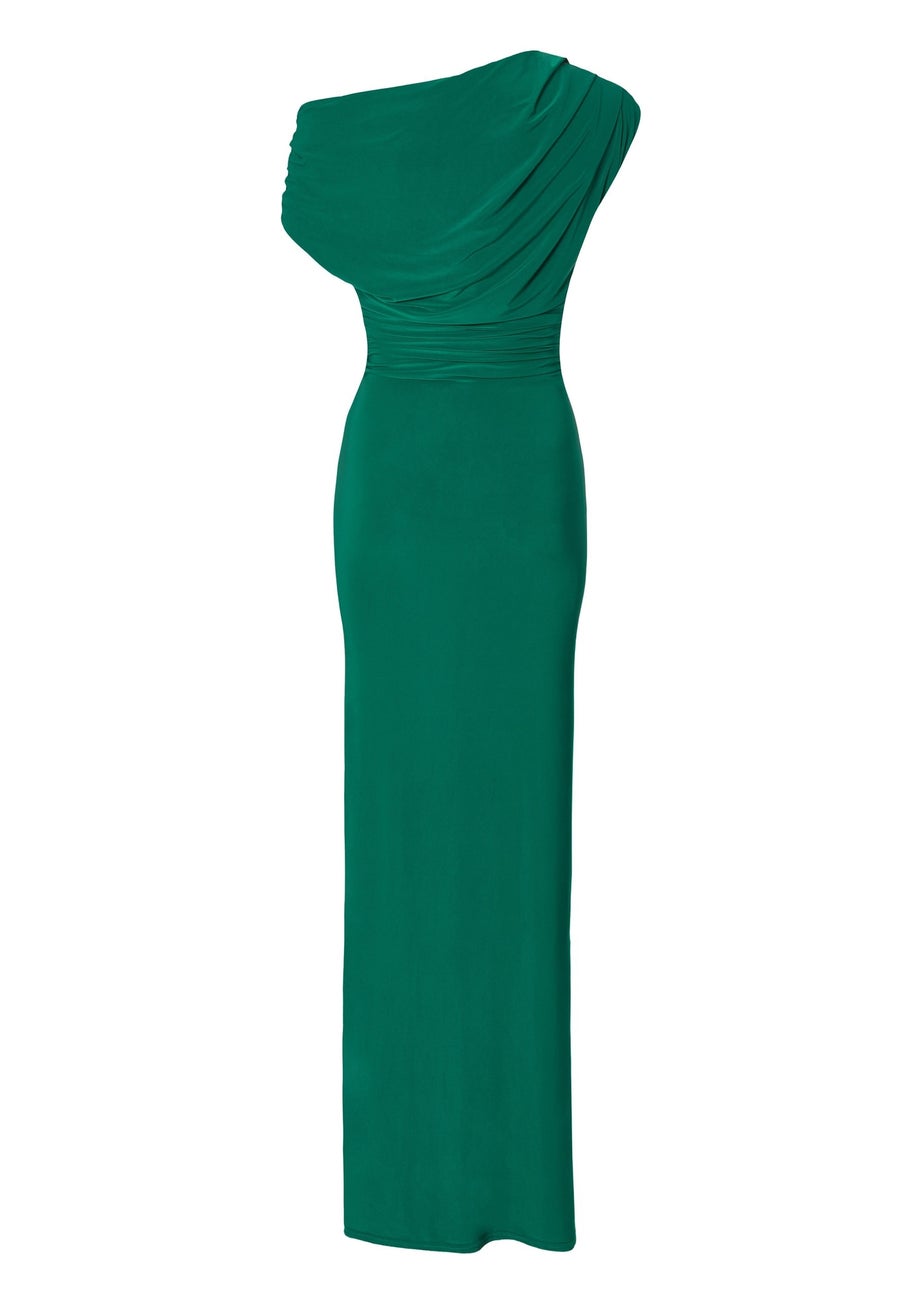 Quiz Green Drape Front Maxi Dress