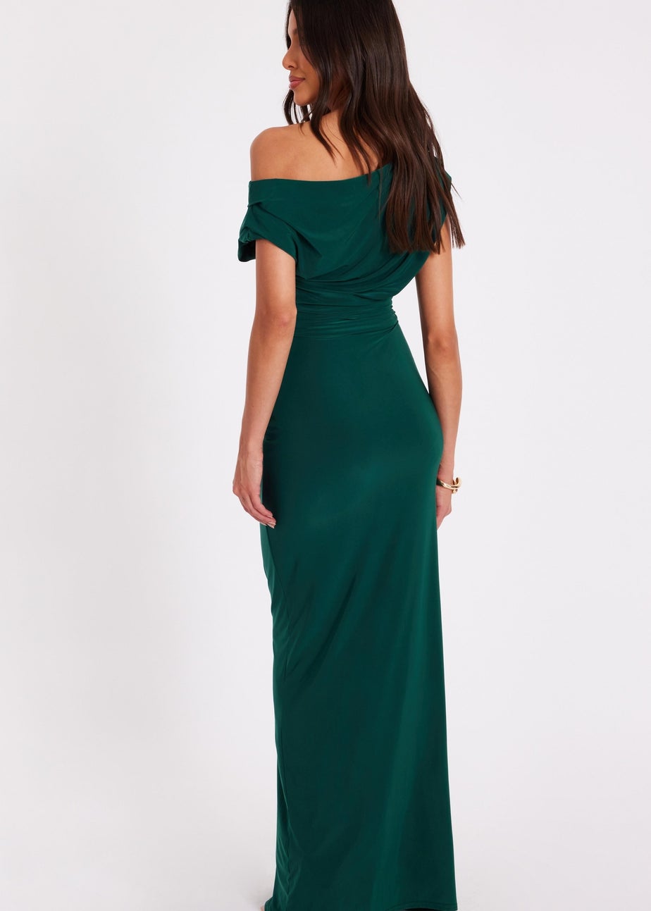 Quiz Green Drape Front Maxi Dress