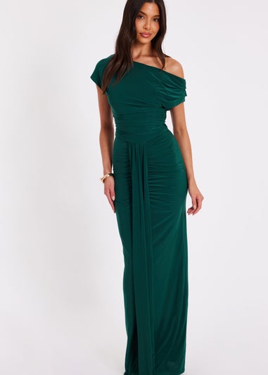 Quiz Green Drape Front Maxi Dress