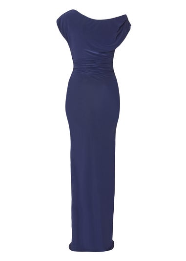 Quiz Navy Drape Front Maxi Dress