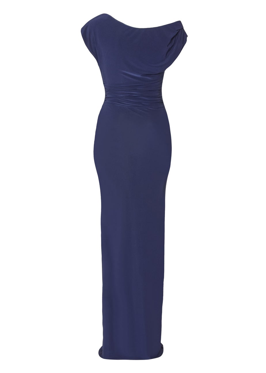 Quiz Navy Drape Front Maxi Dress