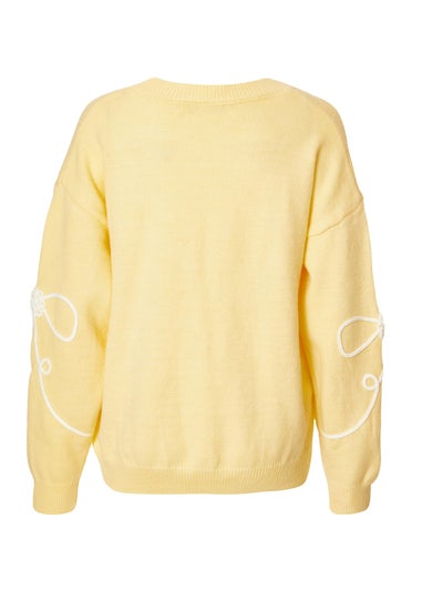 Quiz Yellow Stitch Bow Jumper