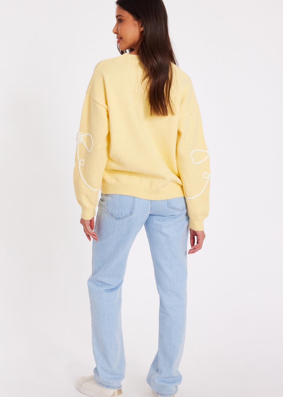 Quiz Yellow Stitch Bow Jumper