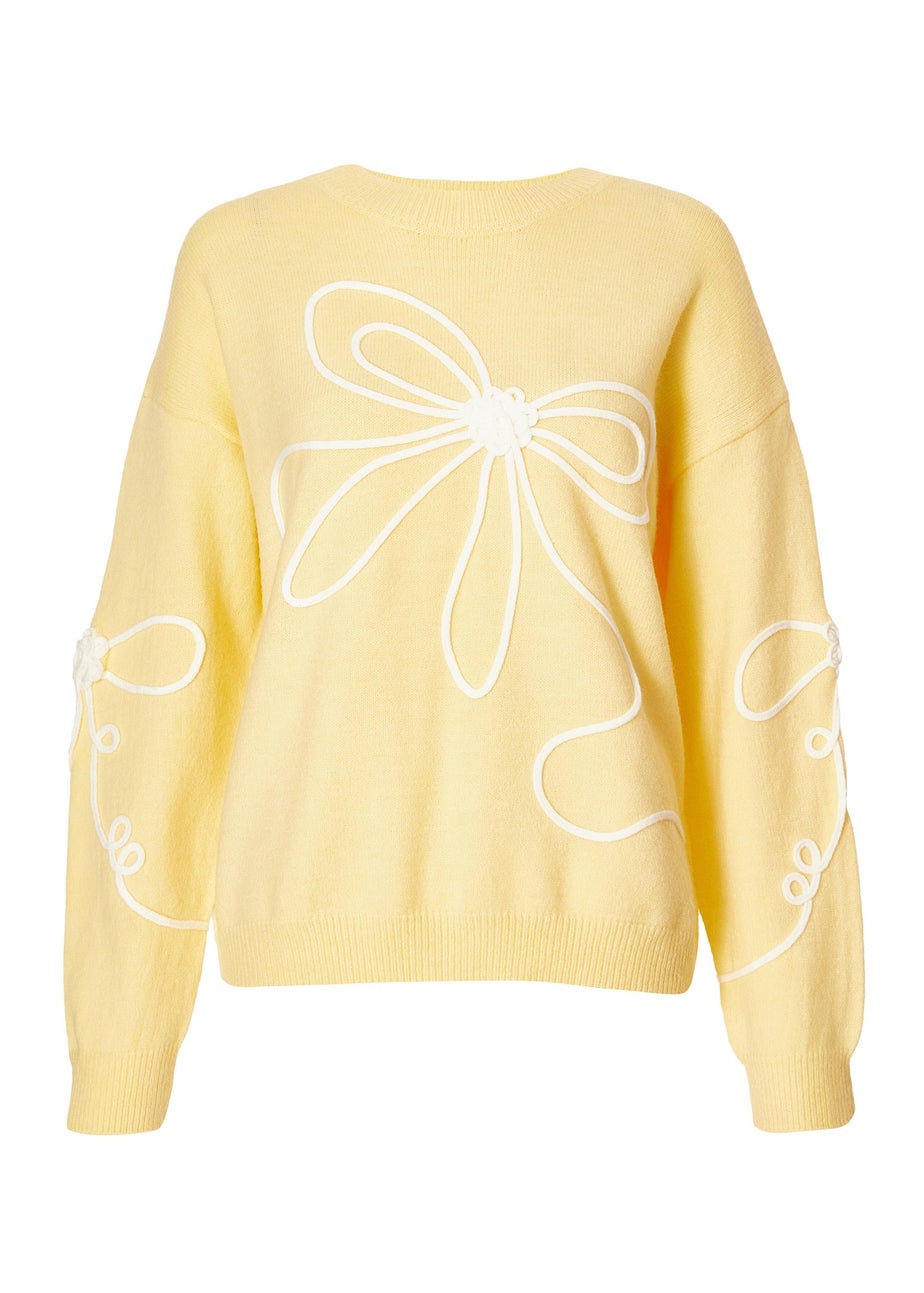 Quiz Yellow Stitch Bow Jumper