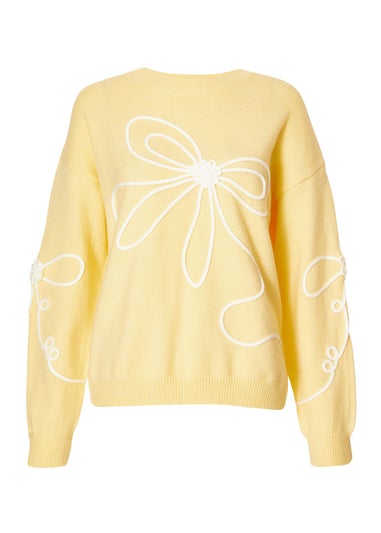 Quiz Yellow Stitch Bow Jumper