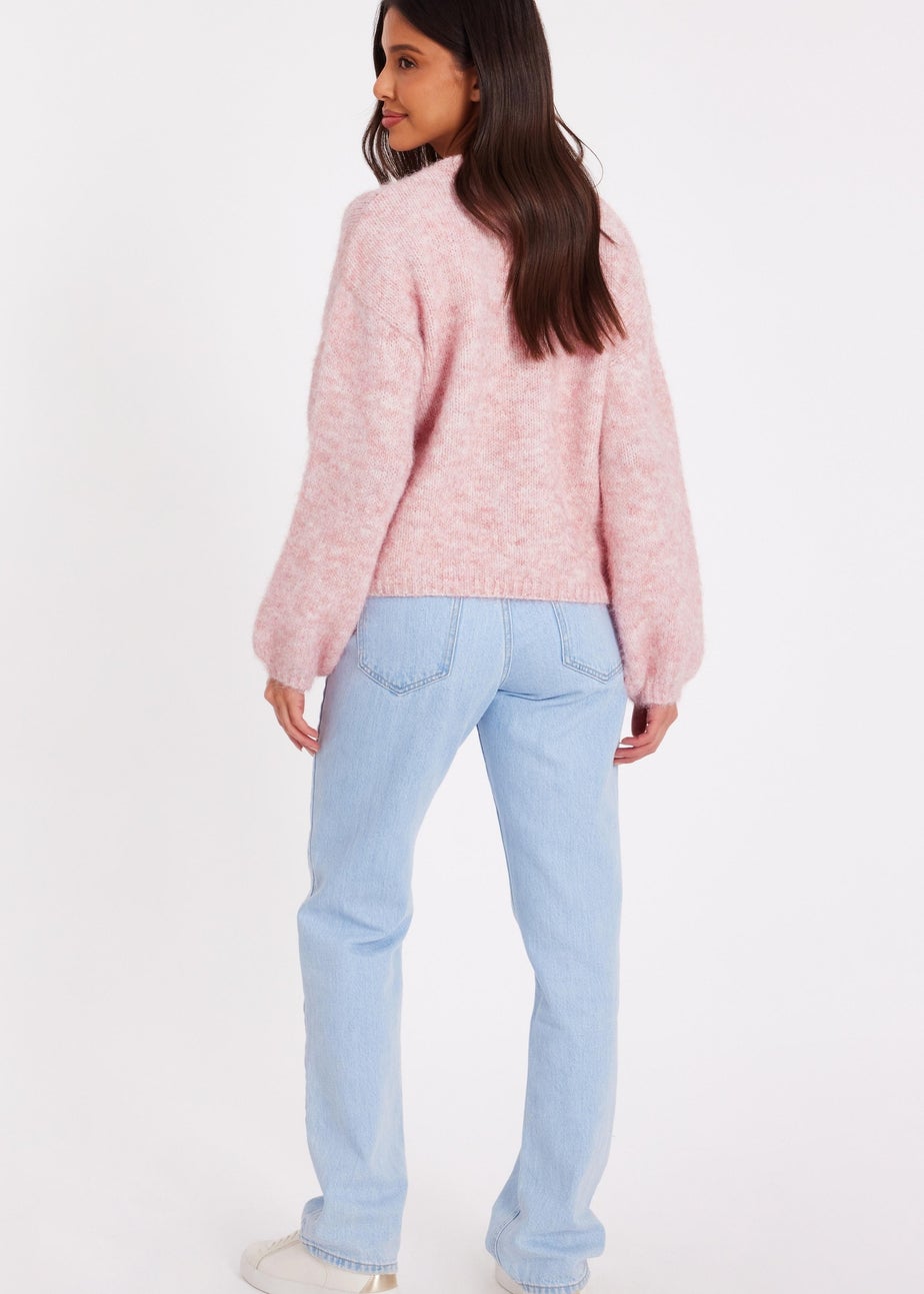 Quiz Pink Knitted Floral Jumper