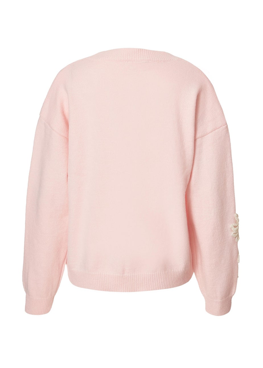 Quiz Pink Embroidered Flower Jumper