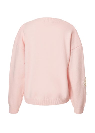 Quiz Pink Embroidered Flower Jumper