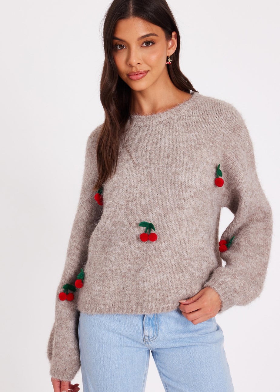 Quiz Stone Cherry Knit Jumper