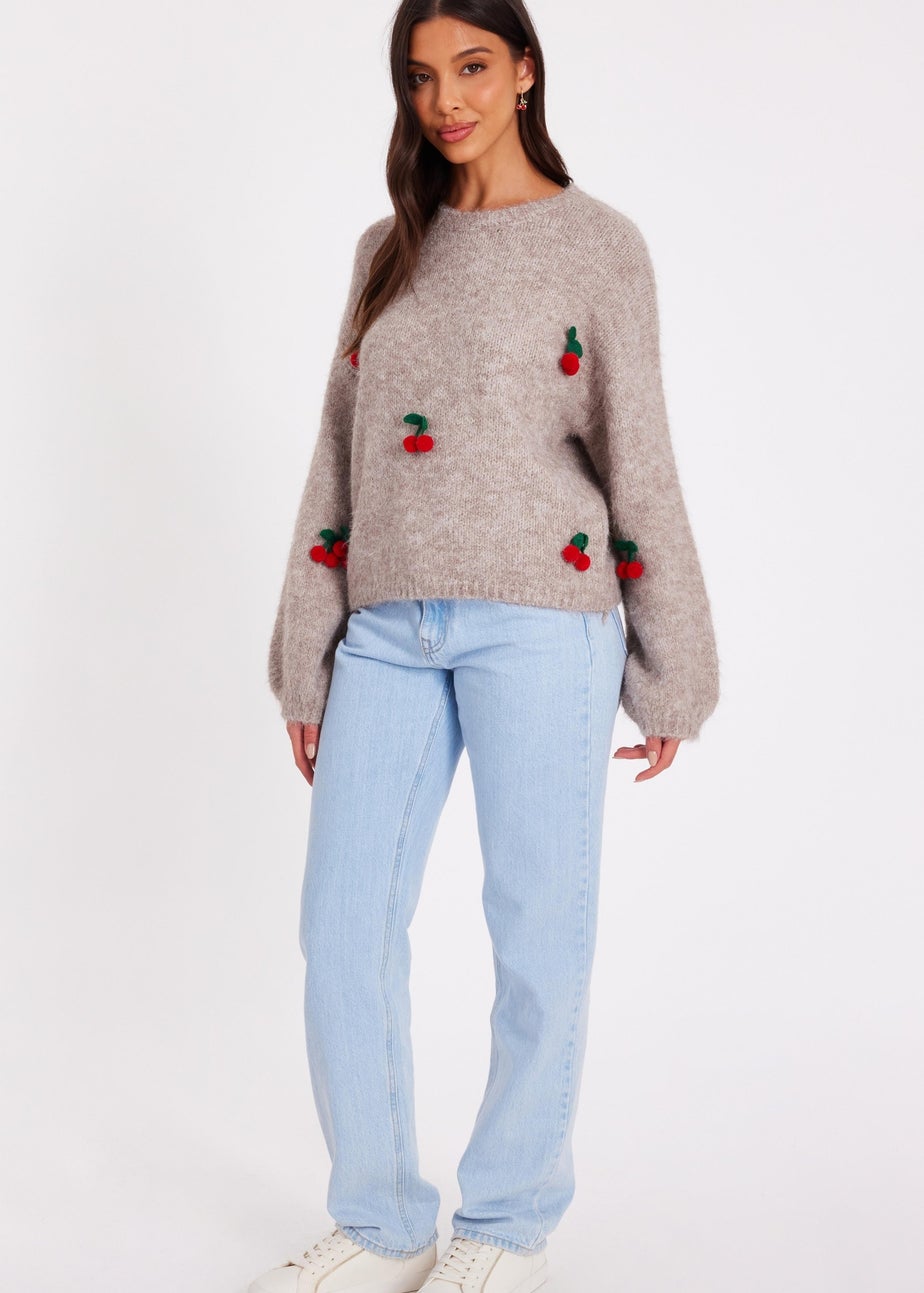 Quiz Stone Cherry Knit Jumper