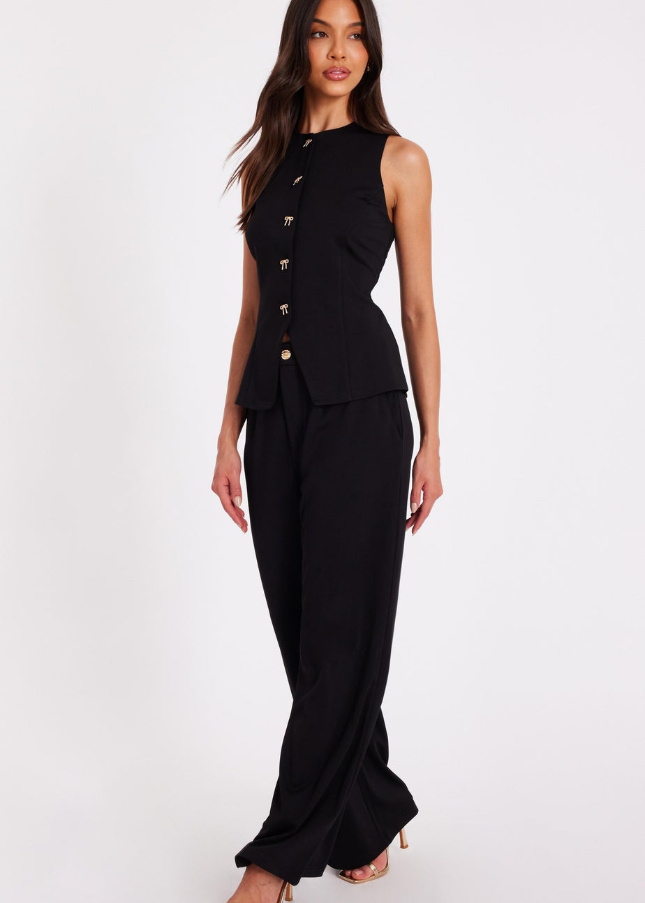 Quiz Black Bow Front Waistcoat