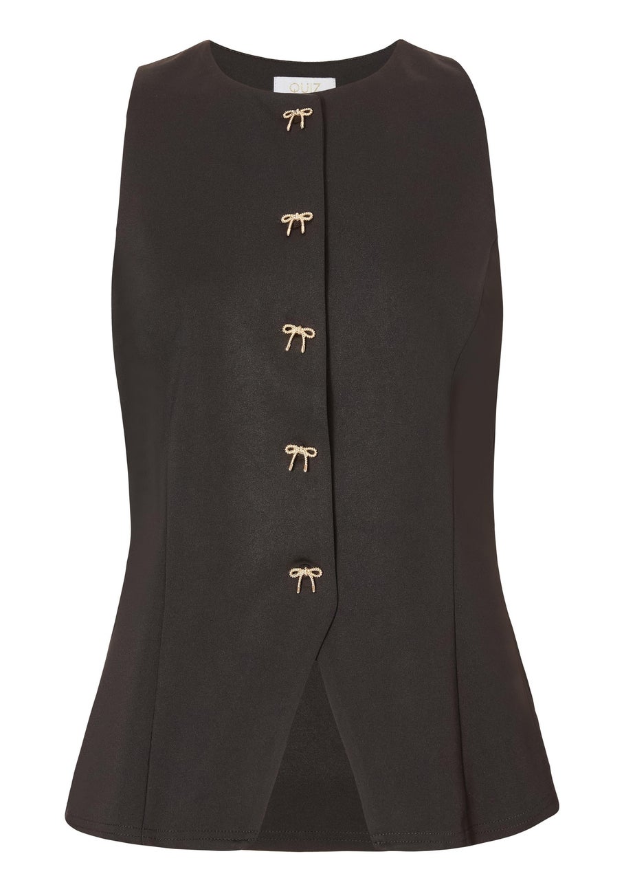 Quiz Black Bow Front Waistcoat