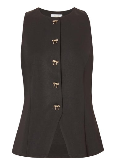 Quiz Black Bow Front Waistcoat