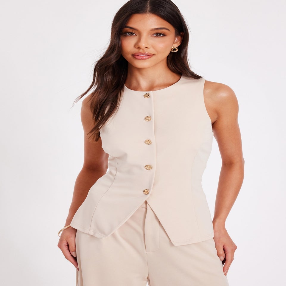 Quiz Stone Button Front Waistcoat