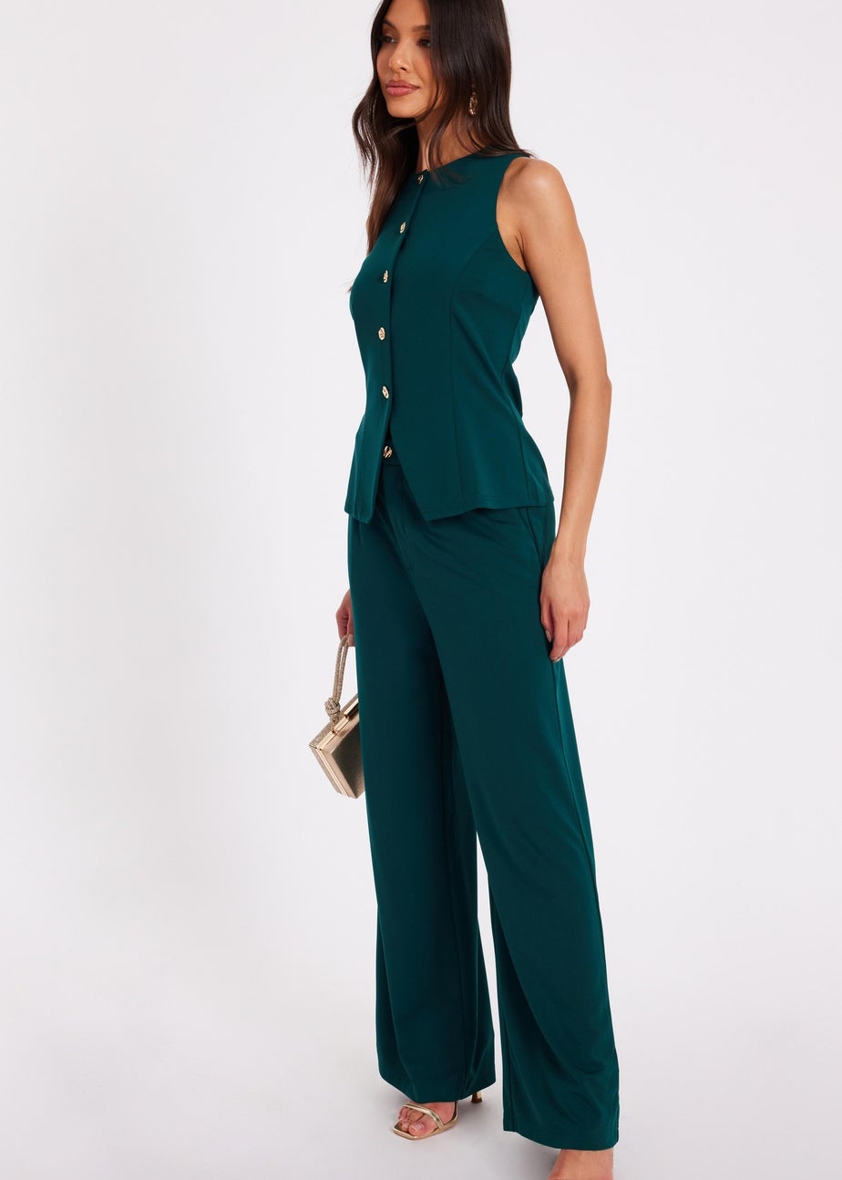 Quiz Green Wide Leg Trousers