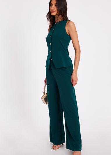 Quiz Green Wide Leg Trousers
