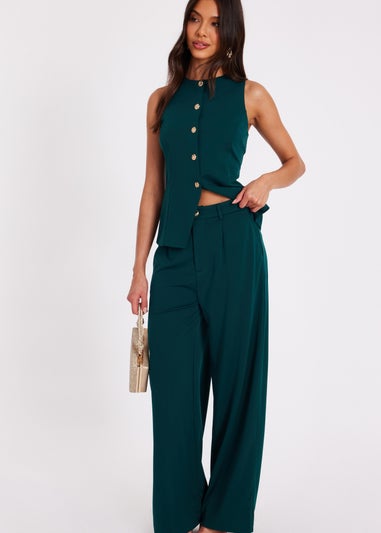 Quiz Green Wide Leg Trousers