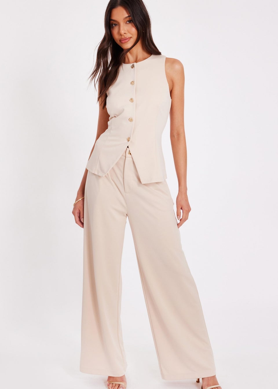 Quiz Stone Wide Leg Trousers