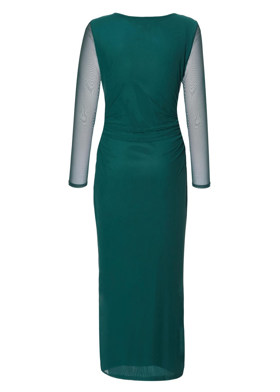 Quiz Green Mesh Buckle Midaxi Dress