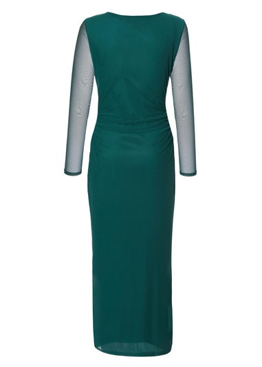 Quiz Green Mesh Buckle Midaxi Dress