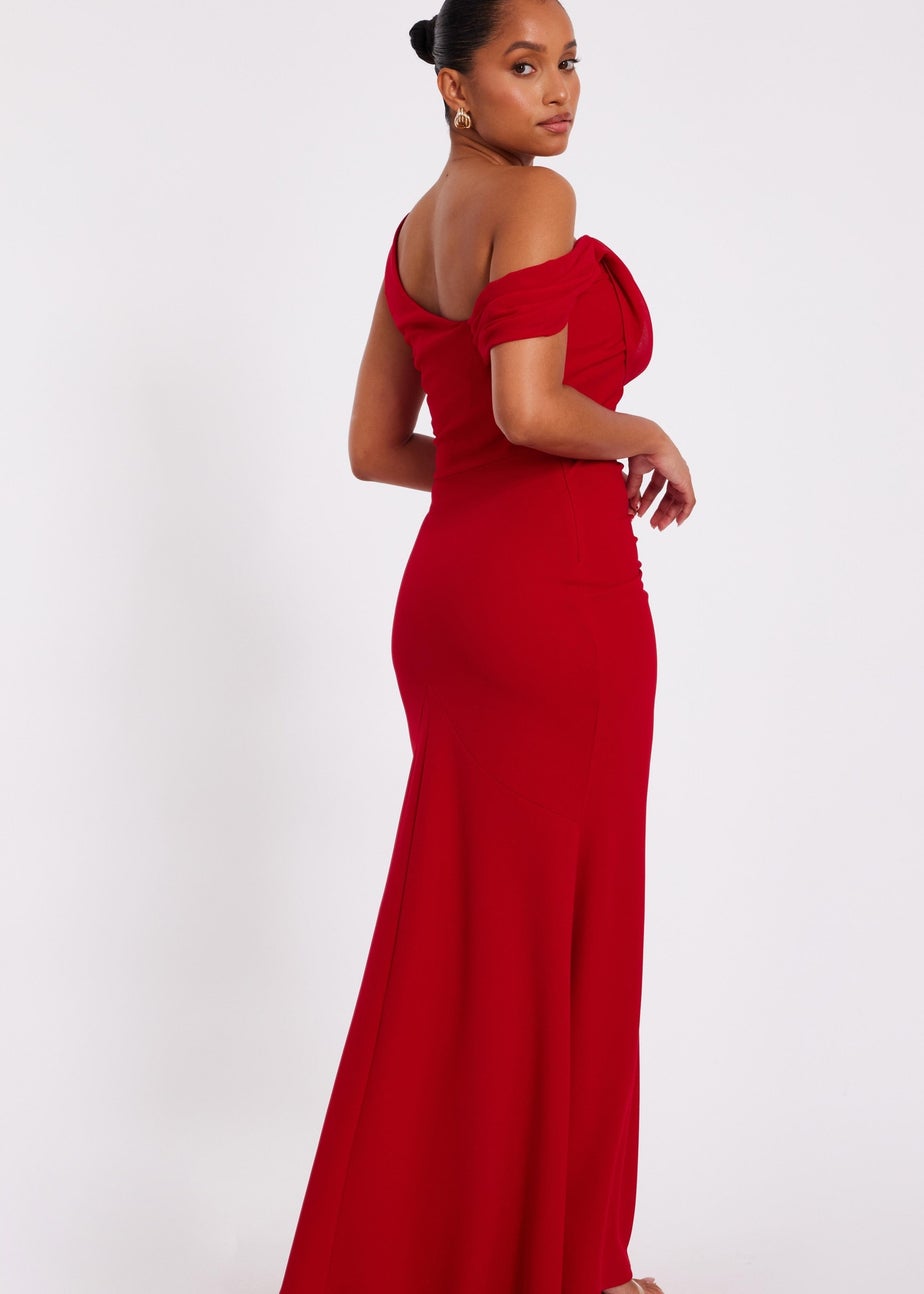 Quiz Red Petite Drop Sleeve Maxi Dress